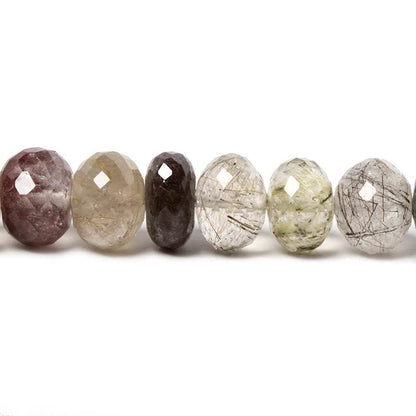 10-13mm Sagenetic Quartz Faceted Rondelle 8 inch 28 pieces