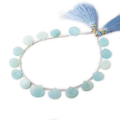 10-13mm Seafoam Blue Drusy Heart Beads 8 inch 16 pieces