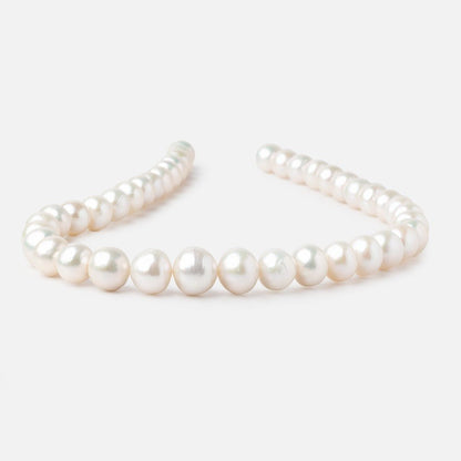 10-13mm White Off Round Freshwater Pearls 16 inch 38 Beads AA