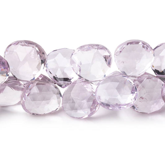 10-14.5mm Pink Amethyst Faceted Heart Beads 8 inch 33 pieces