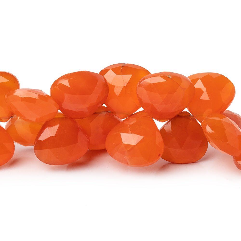 10-14mm Carnelian Faceted Heart Beads 8 inch 43 pieces