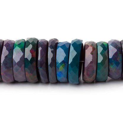 10-14mm Ethiopian Wollo Black Opal Faceted Heishi 16 inch 130 Beads AAA
