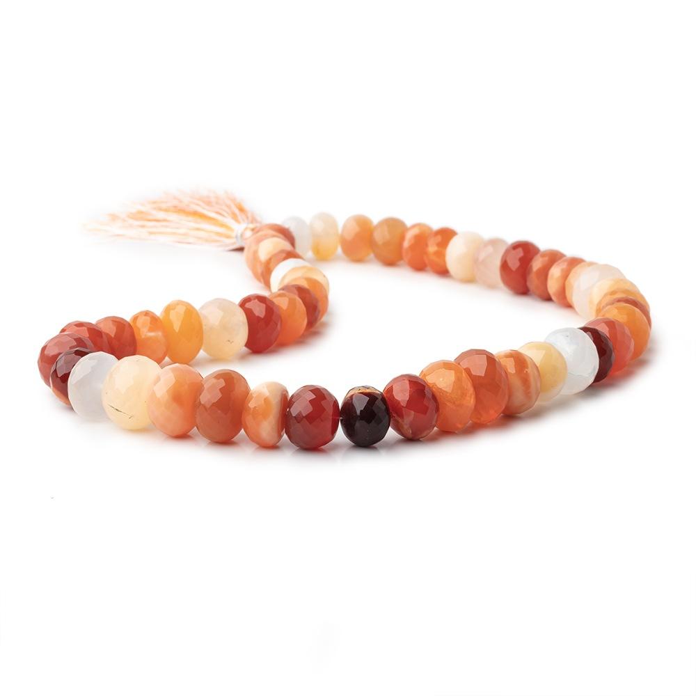 10-14mm Mexican Fire Opal faceted rondelle beads 14 in. 49 pieces AA Quality
