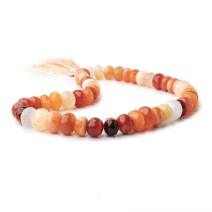 10-14mm Mexican Fire Opal faceted rondelle beads 14 in. 49 pieces AA Quality