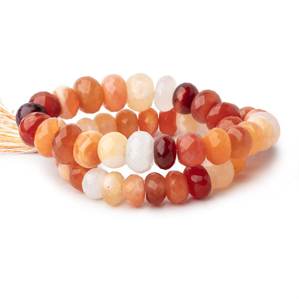 10-14mm Mexican Fire Opal faceted rondelle beads 14 in. 49 pieces AA Quality