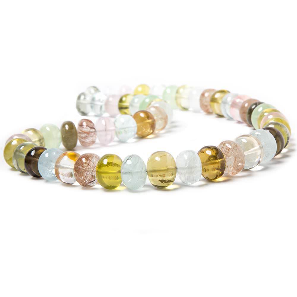 10-14mm Multi Gemstone Plain Rondelle Beads AAA Grade 17 inch 51 pieces