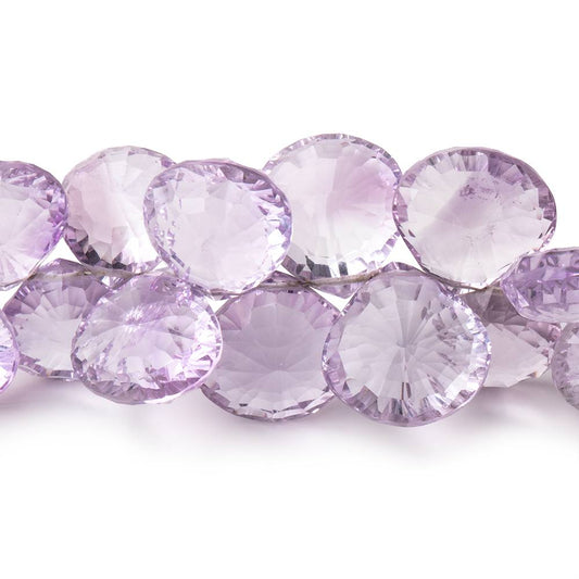 10-14mm Pink Amethyst Concave Faceted heart Beads 8 inch 46 pieces AAA
