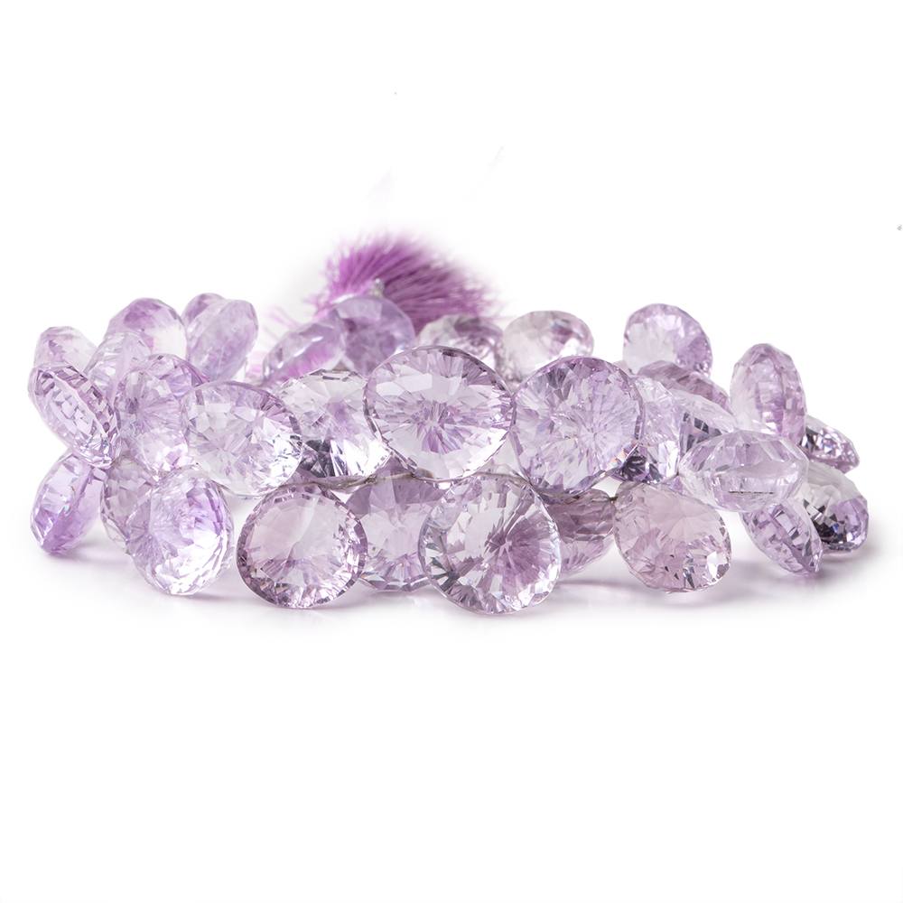 10-14mm Pink Amethyst Concave Faceted heart Beads 8 inch 46 pieces AAA