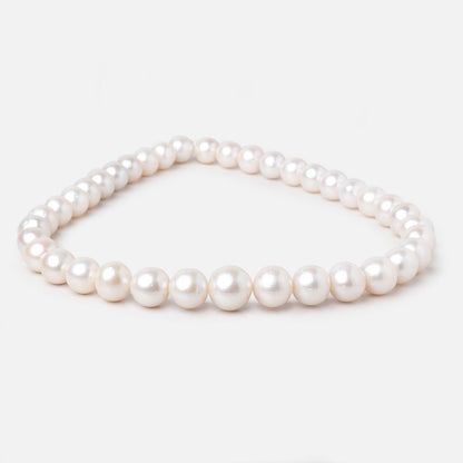 10-14mm White Off Round Freshwater Pearls 16 inch 38 Beads AA