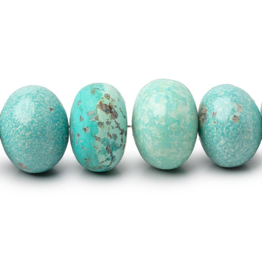 10-15.5mm Mongolian Turquoise Plain Rondelle 18 inch 53 Beads