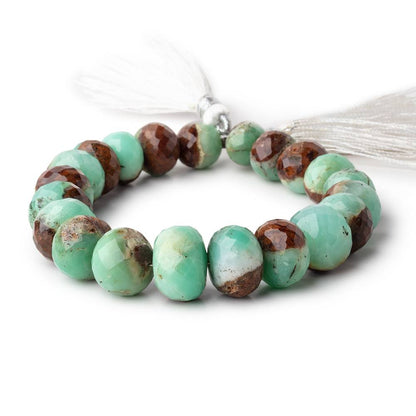 10-15mm Chrysoprase & Matrix Faceted Rondelle Beads 8 inch 21 pieces