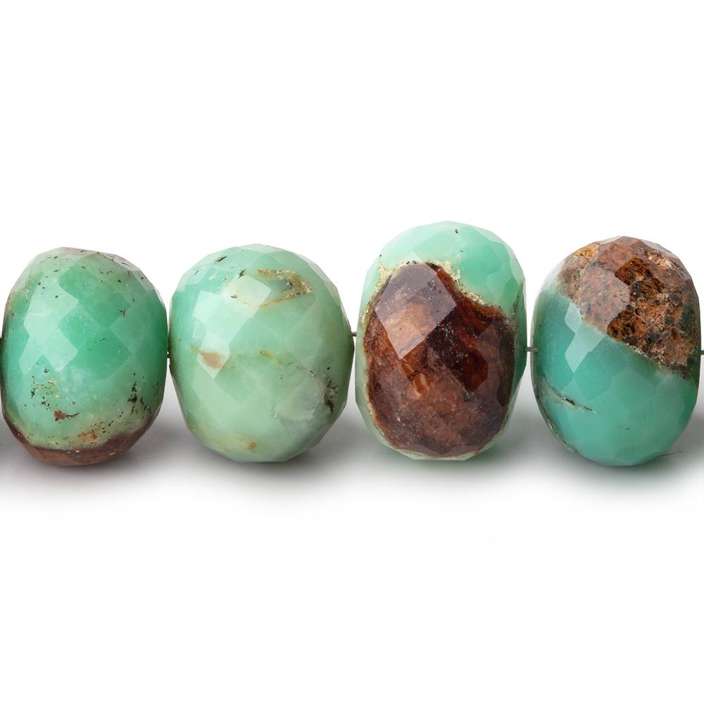 10-15mm Chrysoprase & Matrix Faceted Rondelle Beads 8 inch 21 pieces
