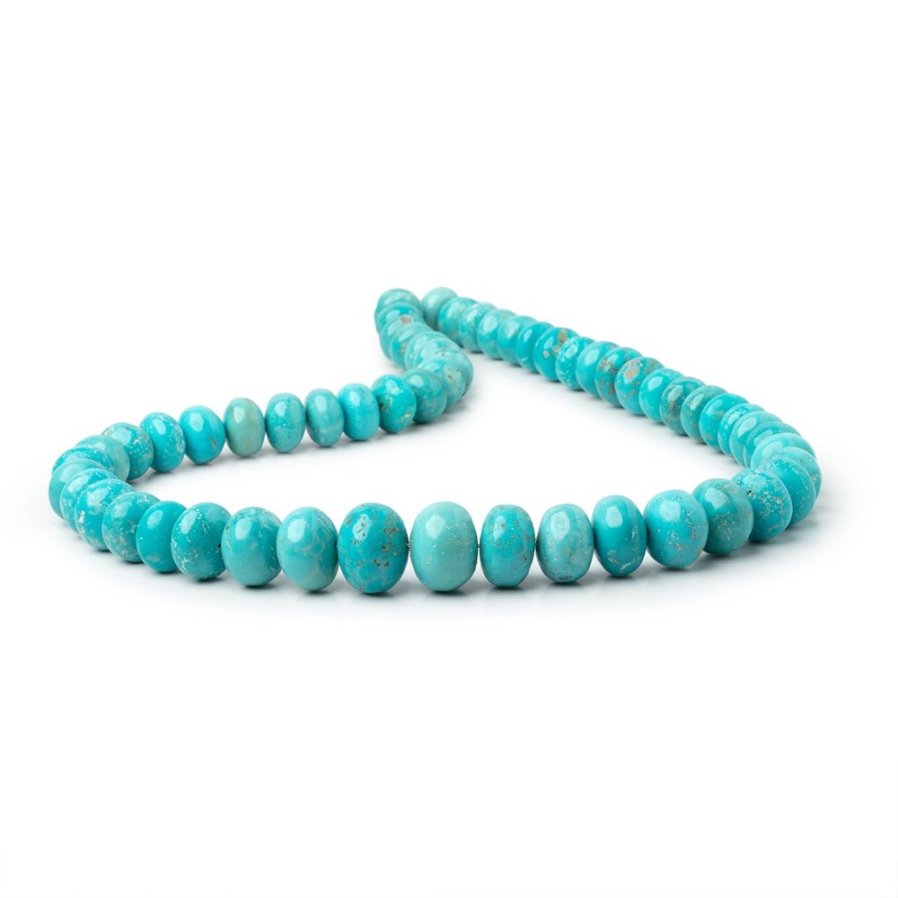 10-15mm Mongolian Turquoise Plain Rondelle 18 inch 55 Beads