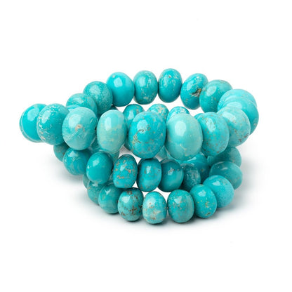 10-15mm Mongolian Turquoise Plain Rondelle 18 inch 55 Beads