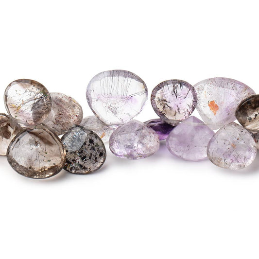 10-15mm Moss Amethyst Faceted Heart Beads 8 inch 42 pieces