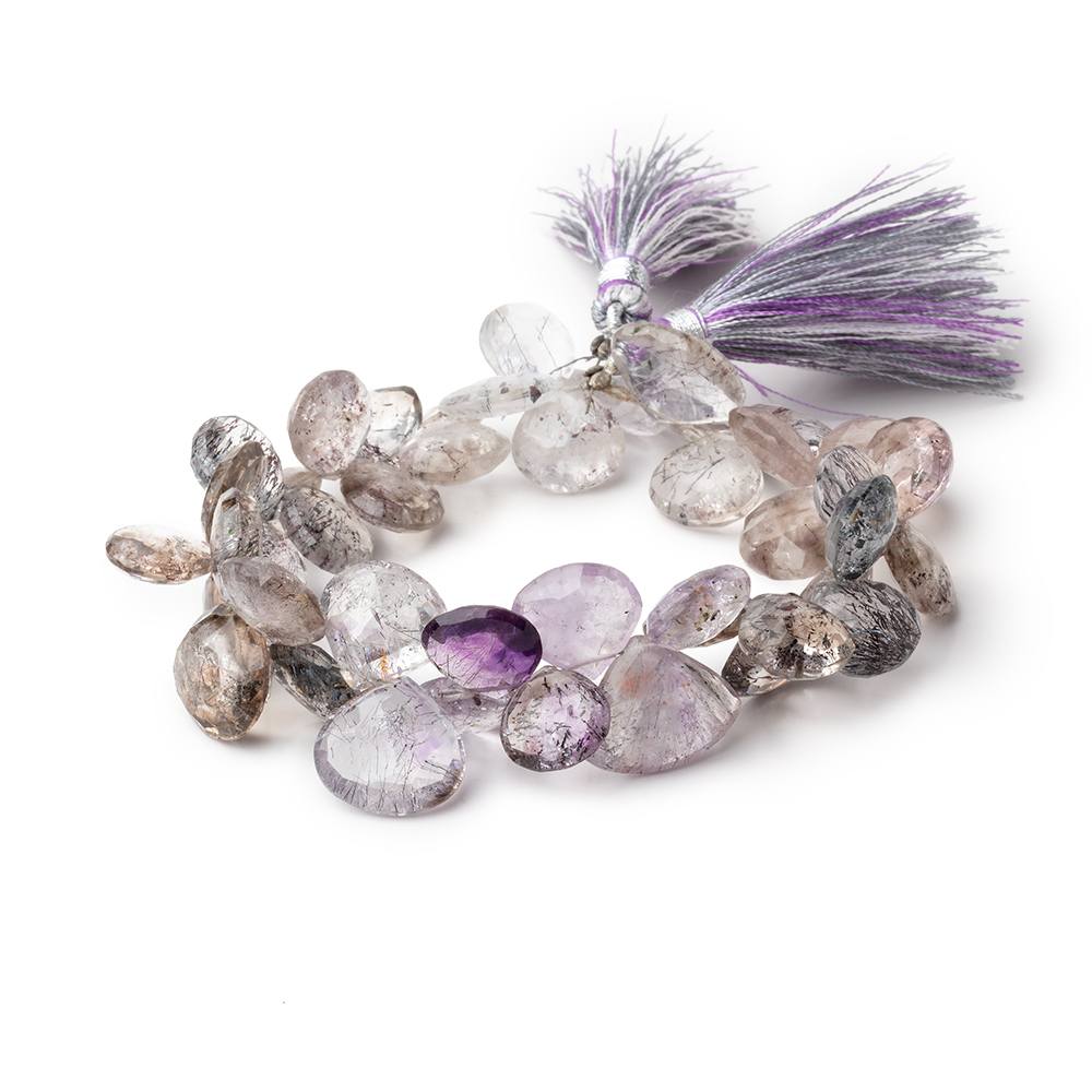 10-15mm Moss Amethyst Faceted Heart Beads 8 inch 42 pieces