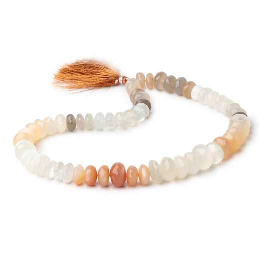 10-15mm Multi Color Moonstone Faceted Rondelles 16 inch 60 Beads AAA