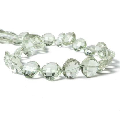 10 -15mm Prasiolite Faceted Pillow Beads 16 inch 32 pieces