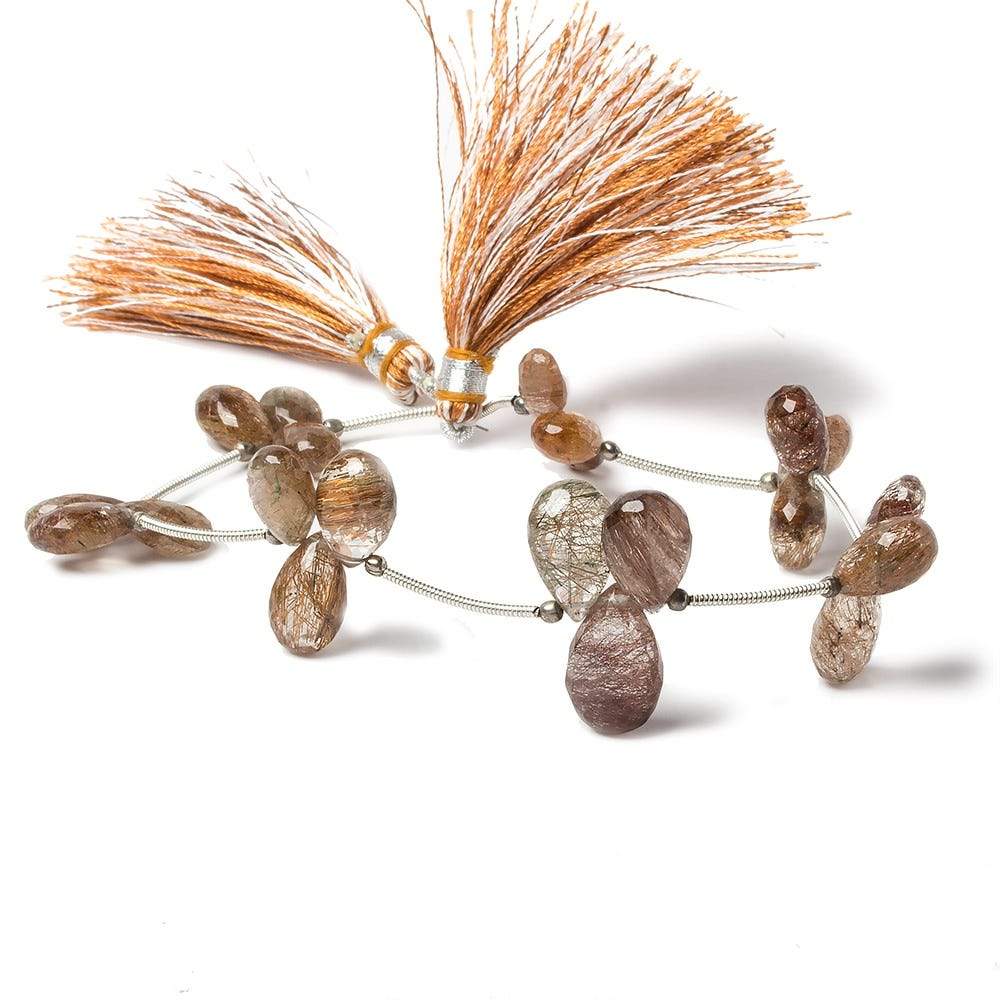 10-15mm Rutilated Topaz Pear Briolette 8 inch 21 pieces
