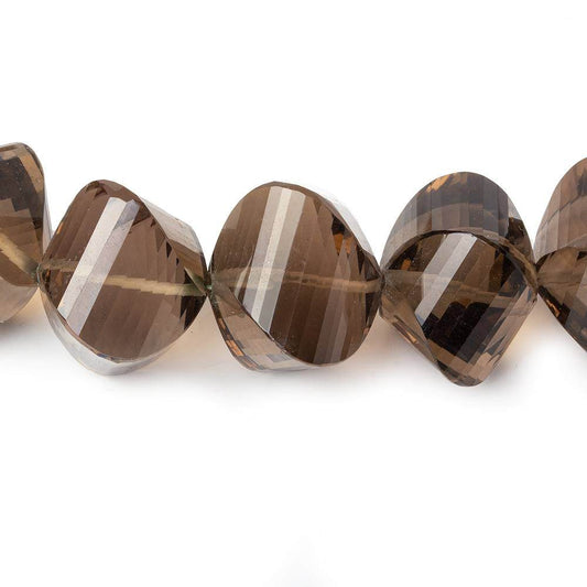 10-15mm Smoky Quartz Faceted Twist Beads 17 inch 37 pieces