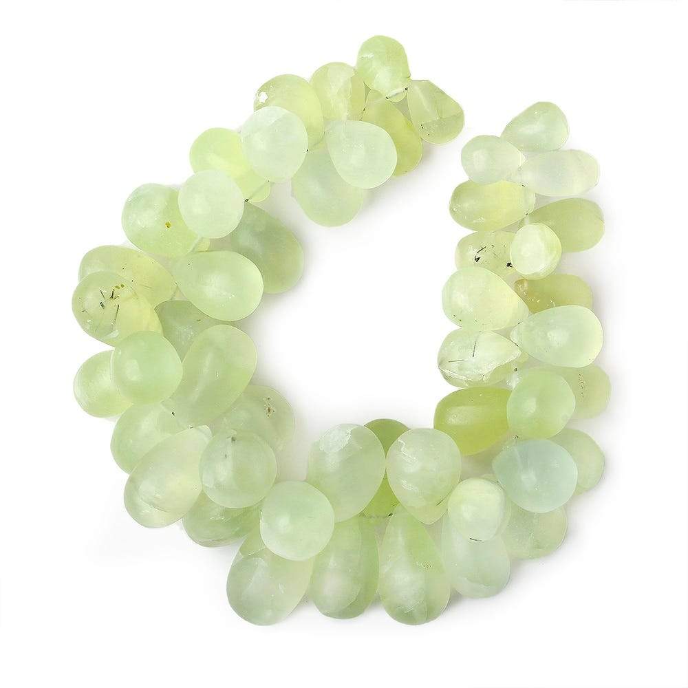 10-17mm Frosted Prehnite Plain Tear Drop 7.5 inch 50 pieces