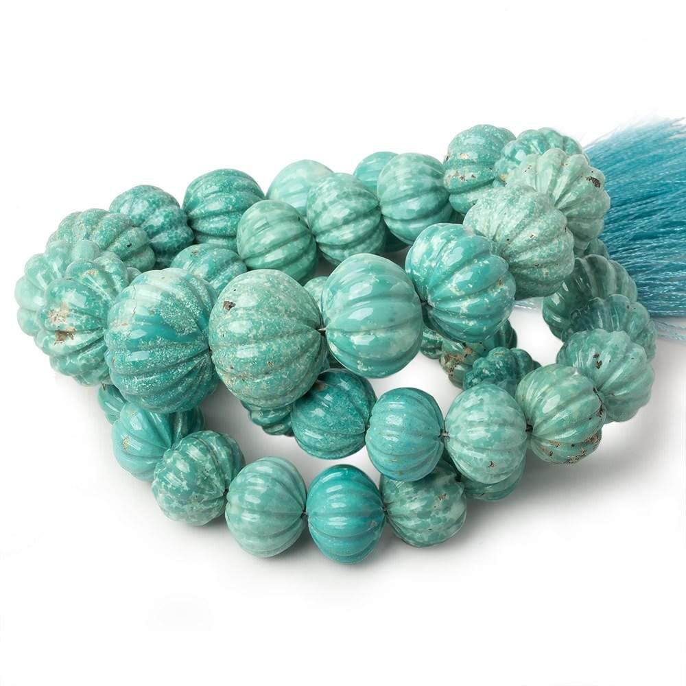 10-17mm Turquoise carved melon rondelle beads 18 inch 46 pieces