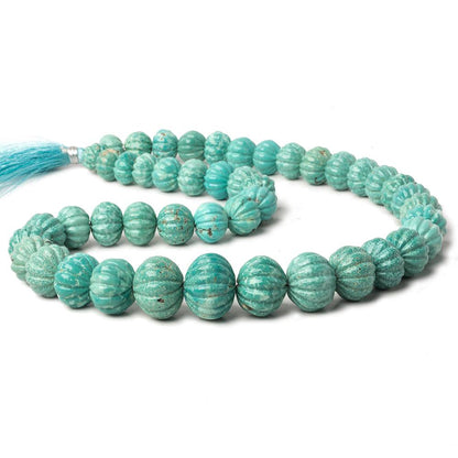 10-17mm Turquoise carved melon rondelle beads 18 inch 46 pieces