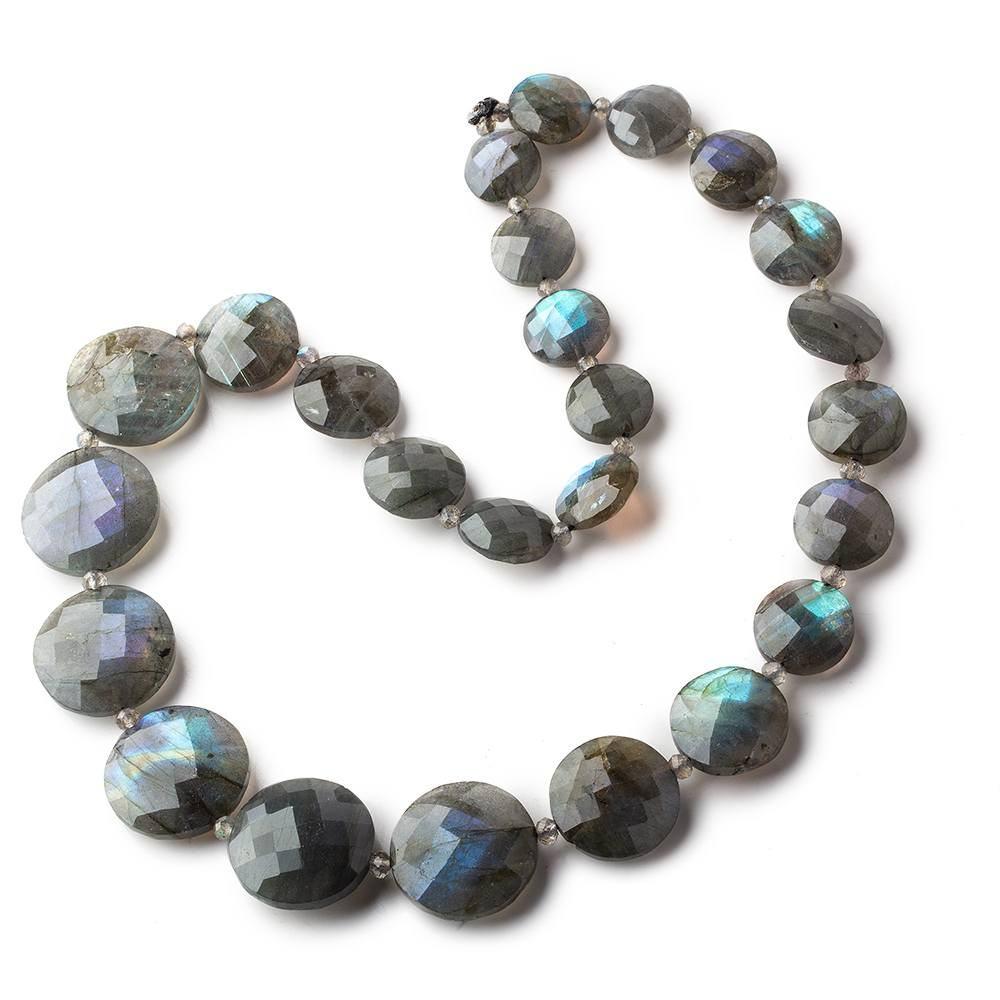10-18mm Labradorite Faceted Coin Beads 16 inch 26 pieces A