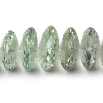 10-19mm Prasiolite (Green Amethyst) German faceted rondelles 16 inch 68 beads AAA