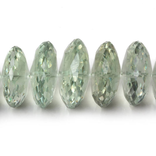 10-19mm Prasiolite (Green Amethyst) German faceted rondelles 16 inch 68 beads AAA