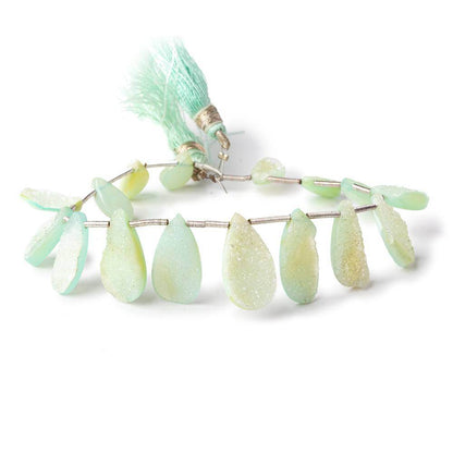 10-19mm Seafoam Green Drusy Agate Pear Beads 7.75 inch 16 pieces