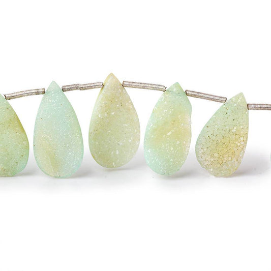 10-19mm Seafoam Green Drusy Agate Pear Beads 7.75 inch 16 pieces