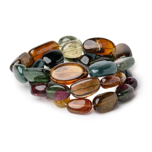 10-22mm Multi Color Tourmaline Plain Nugget Beads 20 inch 35 pieces AAA