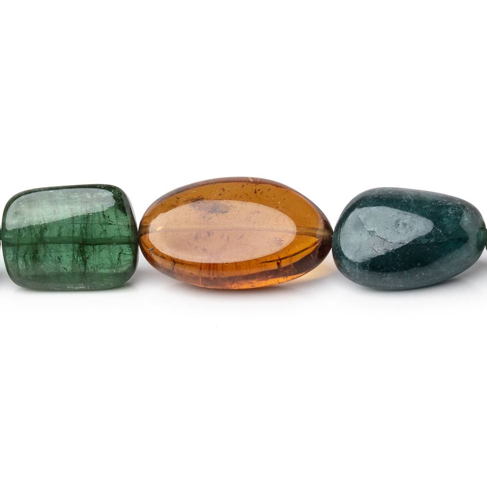 10-22mm Multi Color Tourmaline Plain Nugget Beads 20 inch 35 pieces AAA