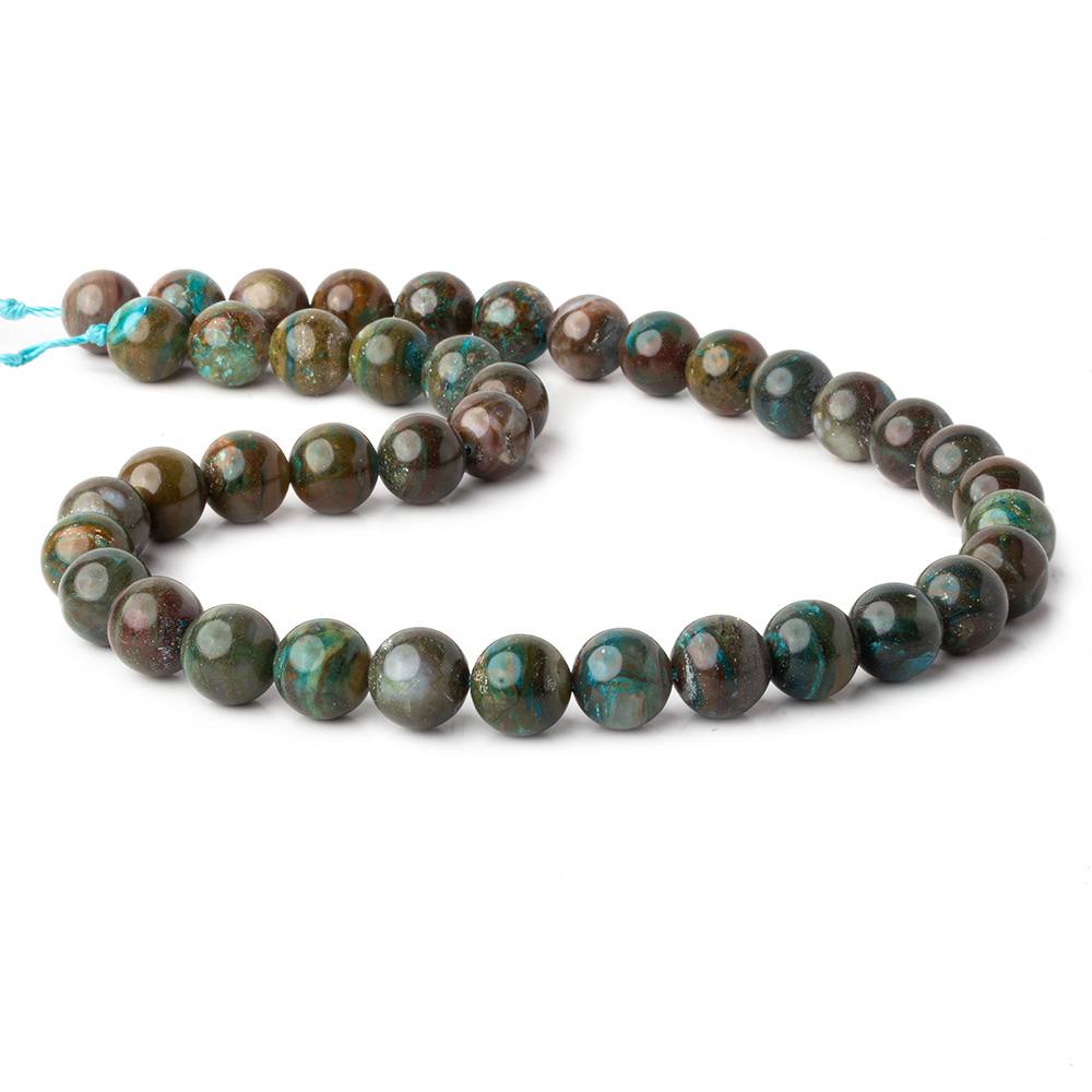 10 Blue Peruvian Opal ( Opalina ) plain round beads 16 inch 41 pieces AA