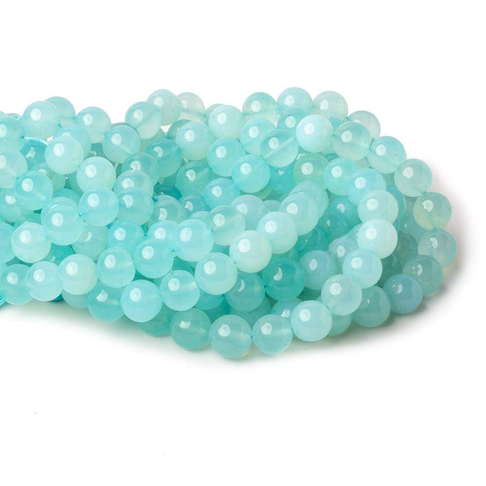 10.5-11mm Sky Blue Chalcedony Plain Rounds 12.5 inch 30 beads