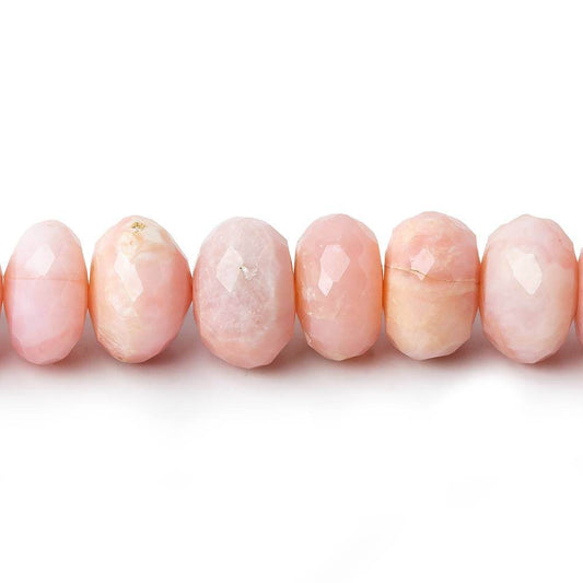 10.5-12.5mm Pink Peruvian Opal faceted rondelle 15.5 inch 58 beads AA grade