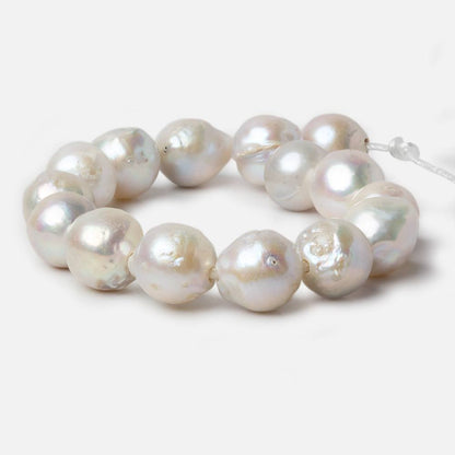 10.5-13mm Off White Baroque Large Hole pearls 8 inch 14 pieces