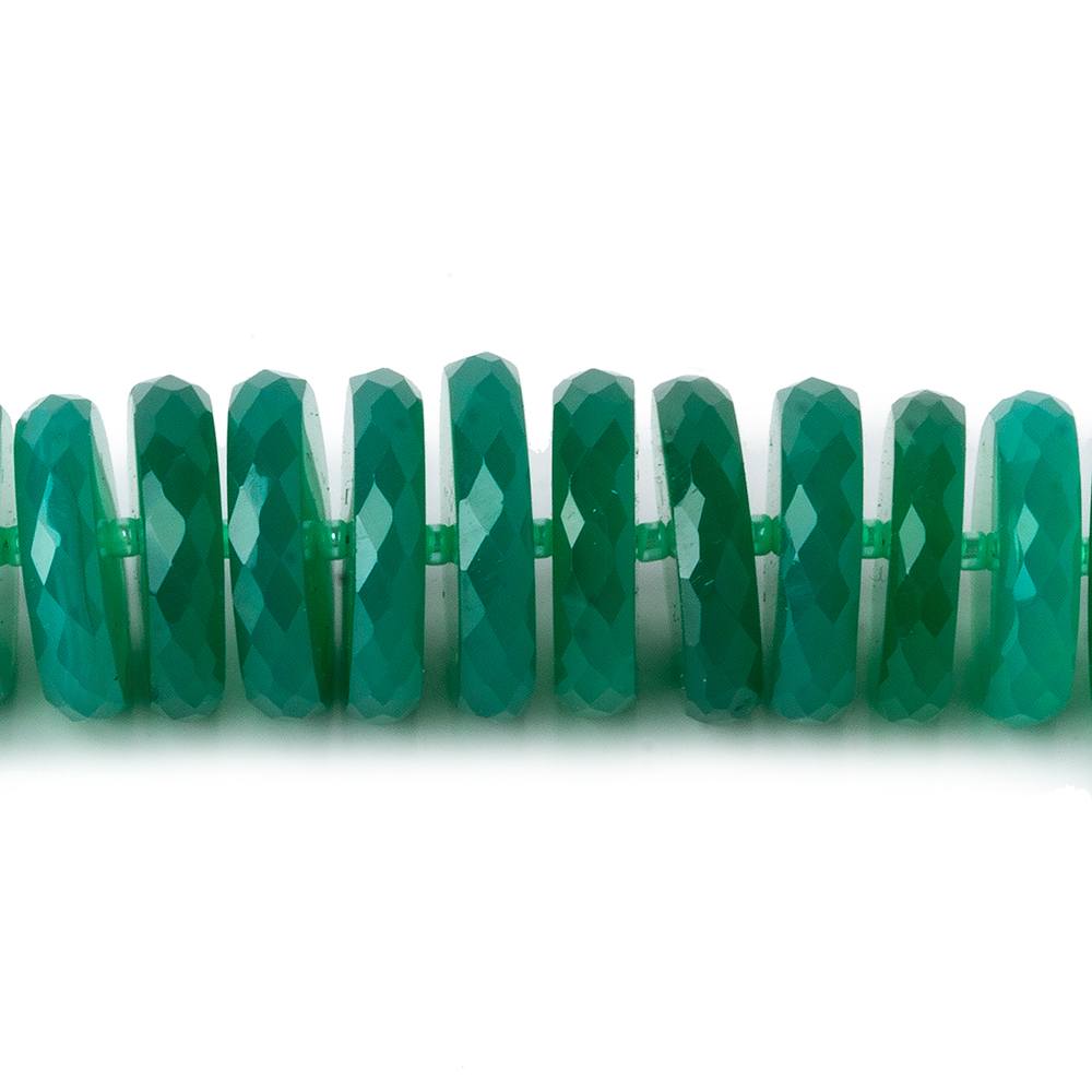 10.5-14.5mm Green Onyx faceted rondelle beads 16.5 inch 109 pieces A grade