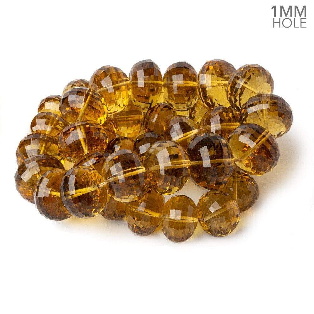 10.5-16mm Whiskey Quartz faceted rondelles 1mm large hole 16 inch 42 beads