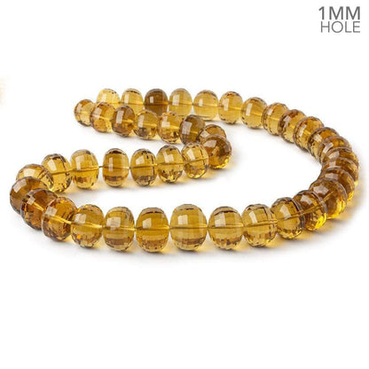 10.5-16mm Whiskey Quartz faceted rondelles 1mm large hole 16 inch 42 beads