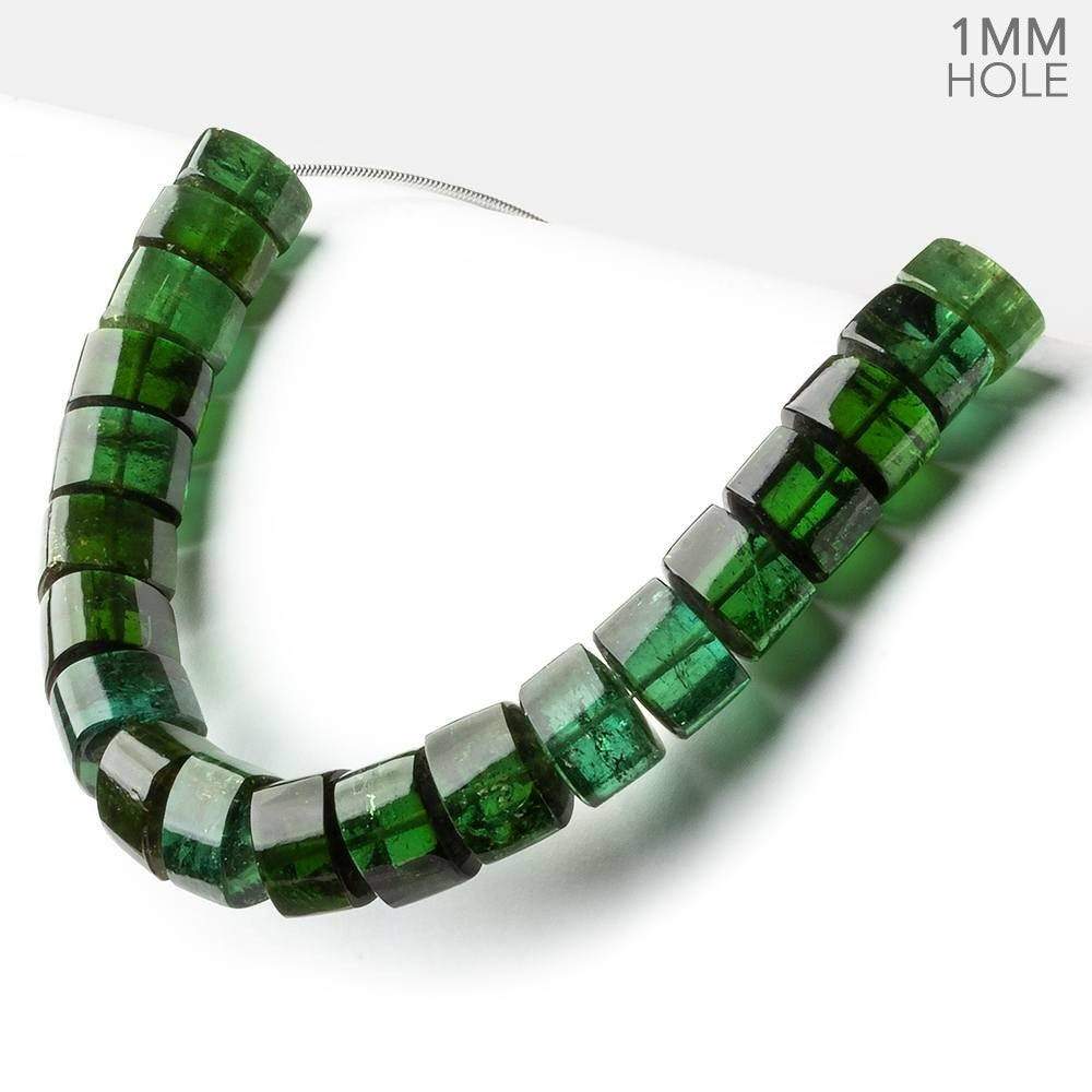 10.5mm Green Tourmaline 1mm hole Center Drilled Plain Trillions 5.75 inch 20 beads AAA+