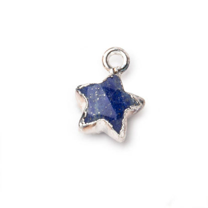 10.5mm Silver Leafed Lapis Lazuli Faceted Star Focal Pendant 1 piece