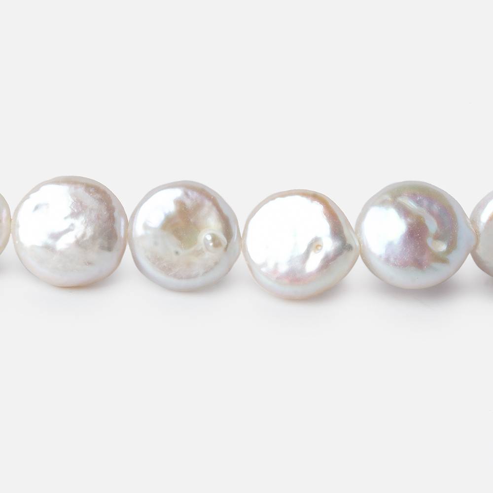 10.5mm White Coin Freshwater Pearl 16 inch 35 pieces