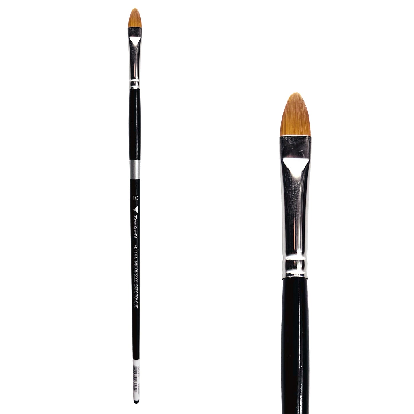 Trekell Golden Taklon Long Handle Artist Brush -  Size #10 Cat's Tongue