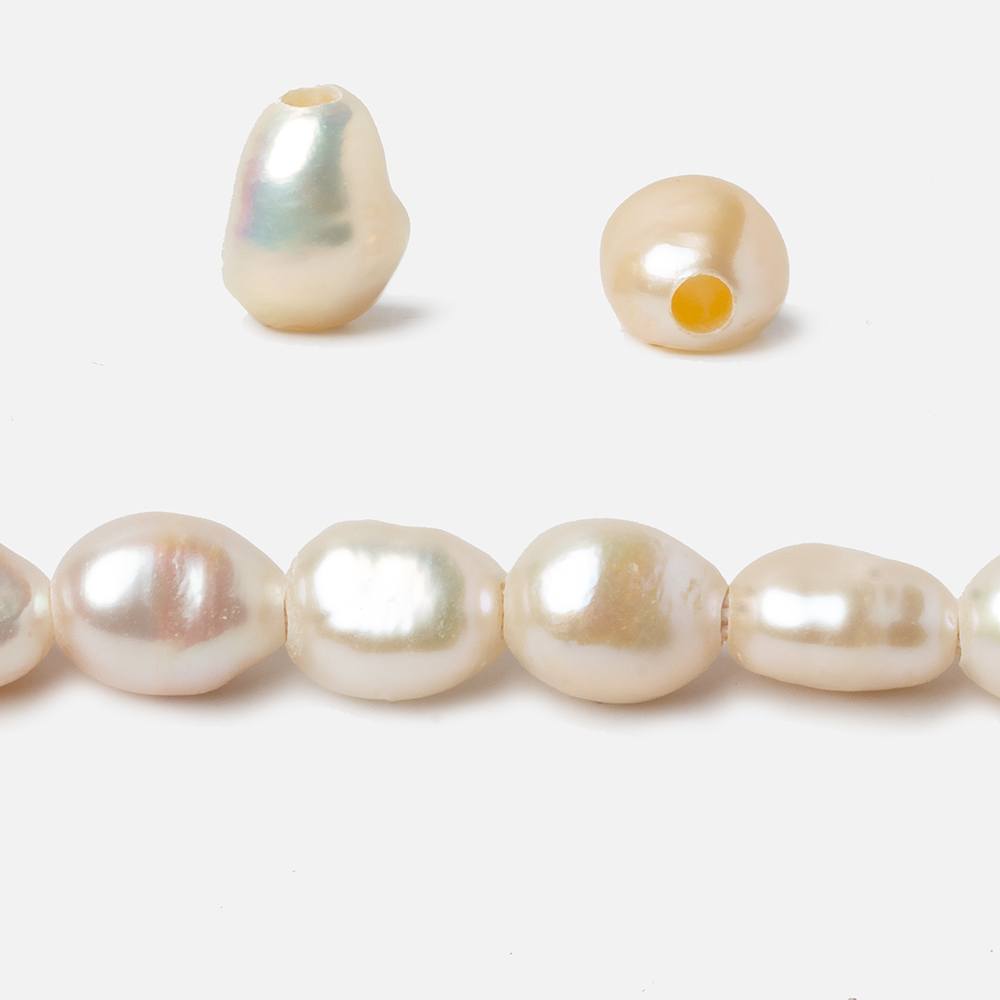 10mm - 12mm Light Peach Large Hole Baroque Straight Drilled Freshwater Pearl, 15 inch, 36 pieces