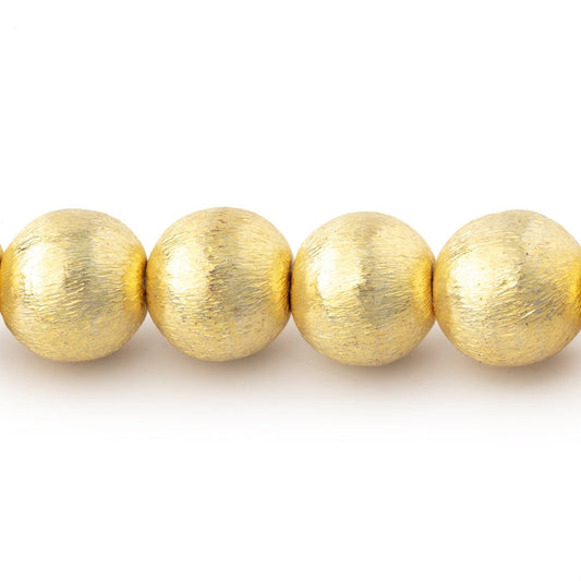 10mm 22kt Gold Plated Brushed Round Bead 8 inch 22 pieces