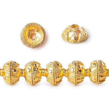 10mm 22kt Gold plated Copper Bali Round Bead Caps 8 inch 46 beads