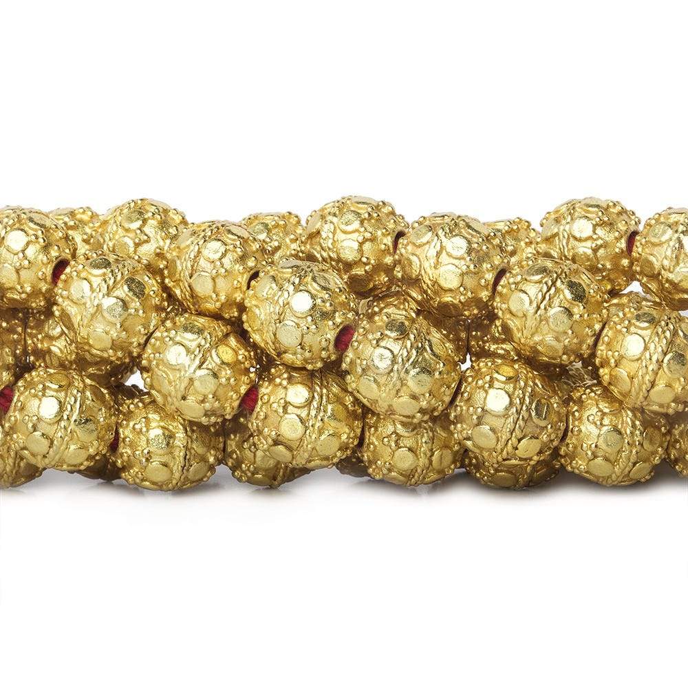 10mm 22kt Gold Plated Copper Bead Round Dots 8 inch 18 pieces