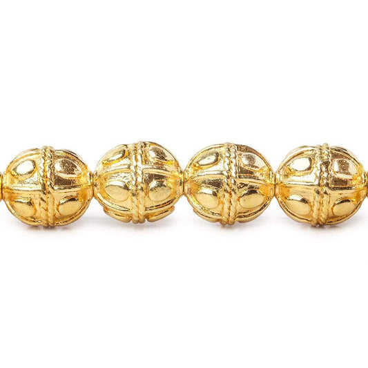 10mm 22kt Gold Plated Copper Bead Round Pear Design 8 inch 18 pieces